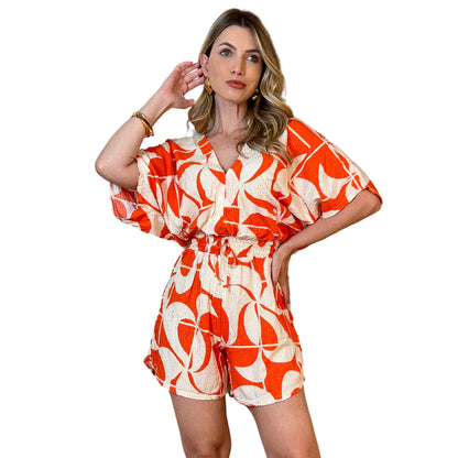 Macaquinho Feminino Curto Estampado Verão