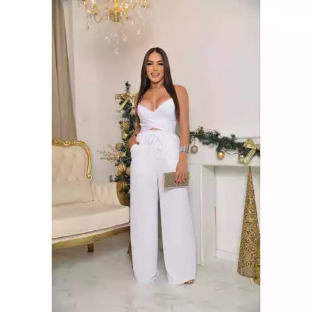Calça Pantalona Feminina Tecido Duna com Elástico na Cintura