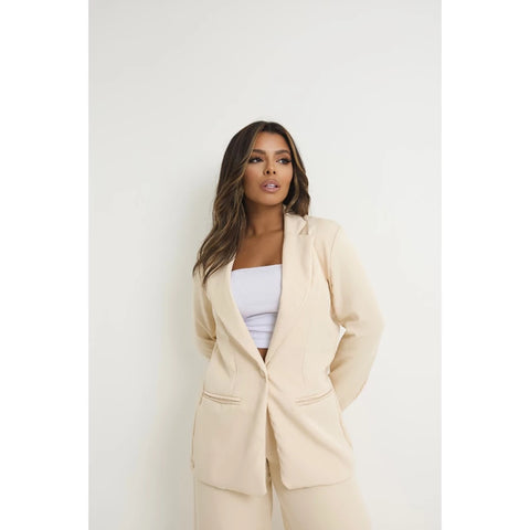 Blazer Alfaiataria Feminino Alongado Social Terninho Botão