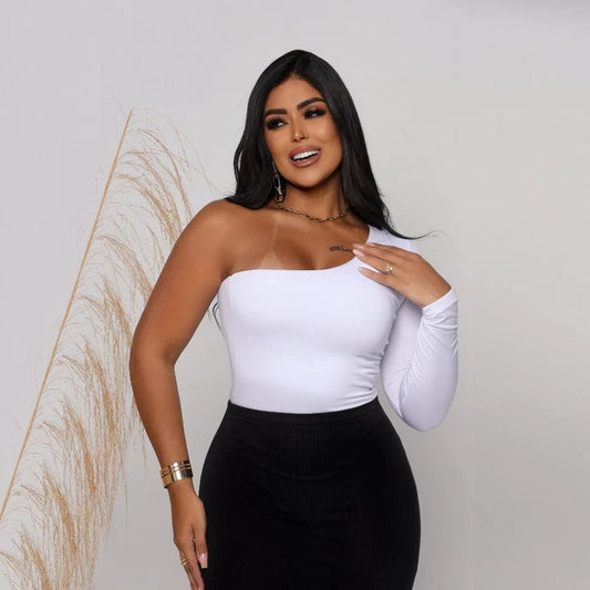 Body Feminino Mula Manca Suplex Manga Longa Simples Glamour