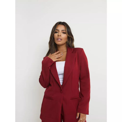 Blazer Alfaiataria Feminino Alongado Social Terninho Botão