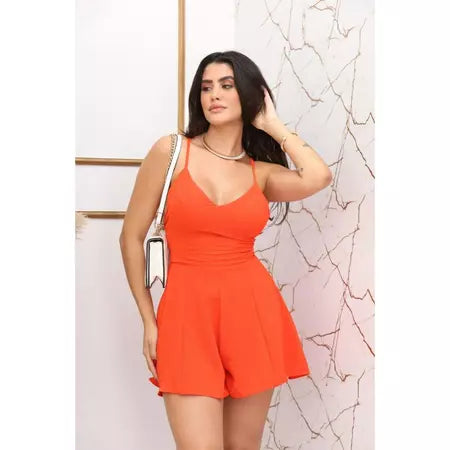 Macaquinho Curto Liso com Costas Cruzadas e Bojo