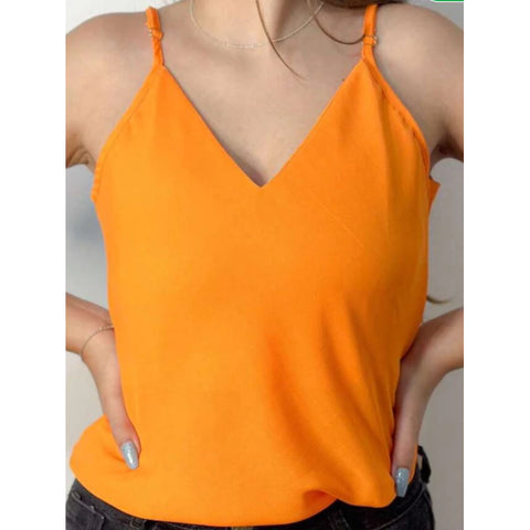 Blusa Feminina Regata com Alça Regulável Gola V