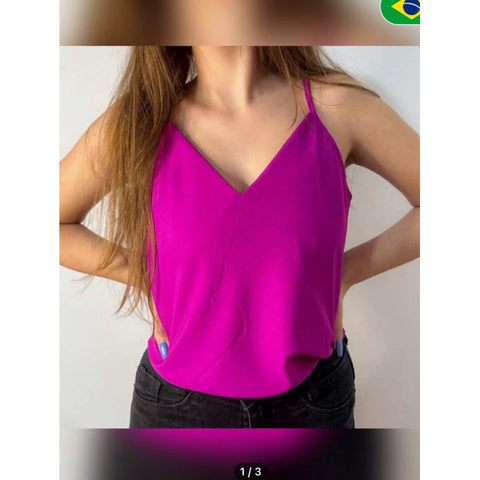 Blusa Feminina Regata com Alça Regulável Gola V