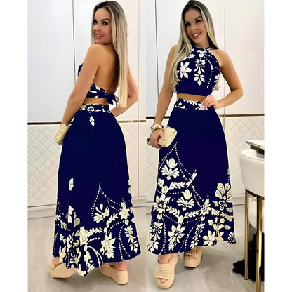 Conjunto Saia e Cropped estampado Simples Glamour