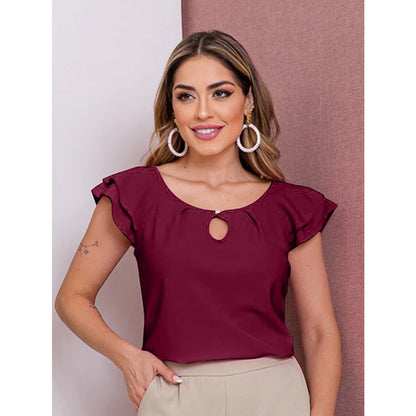 Blusa Feminina Babado com Manga Curta