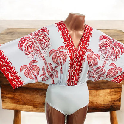 Body Patricinha Tropical Manga Morcego Estampado