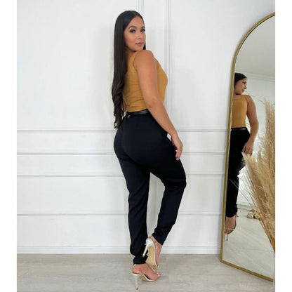 Calça Feminina Alfaiataria Cintura Alta com Cinto