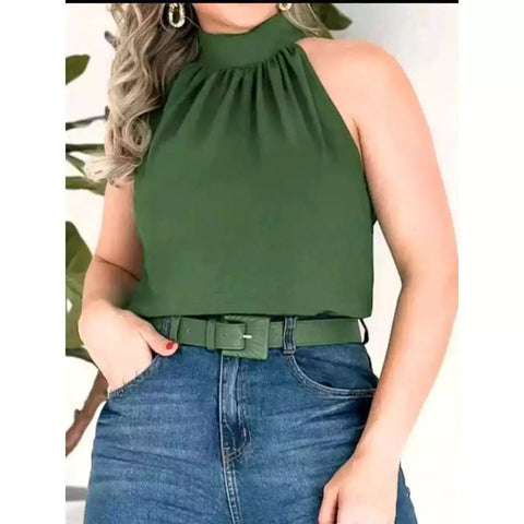 Regata feminino Gola alta com amarração nas costas