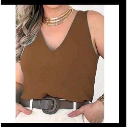 Blusa Regata Feminina Alça Larga Tecido Duna