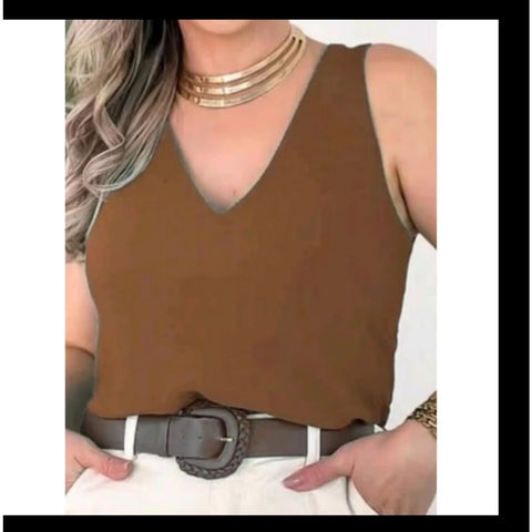 Blusa Regata Feminina Alça Larga Tecido Duna