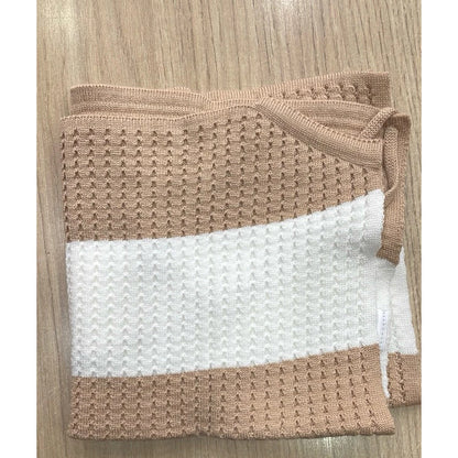Cropped tricô modal frente Único listrado de bico com amarração nas costas