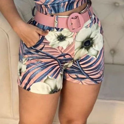 Short Feminino Estampado com Cinto em Suplex Digital