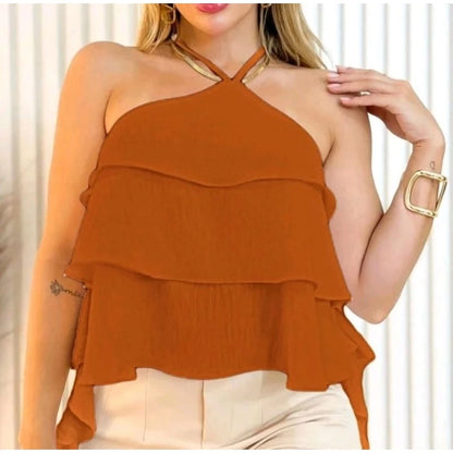 Blusa Feminina Bata de Verão com 3 Babados  Luxuosa