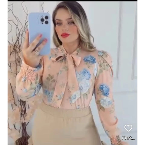 Camisa Feminina Social Manga Comprida - Crepe de Seda