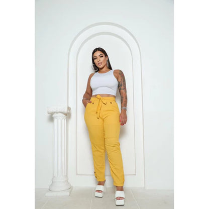 Calça Social Feminina de Linho Elegante com Elástico e Forro Interno
