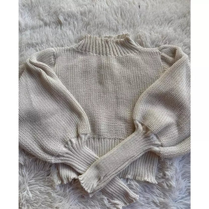 Cropped Manga Bufante Tricô Tricot Blusa de Frio Inverno