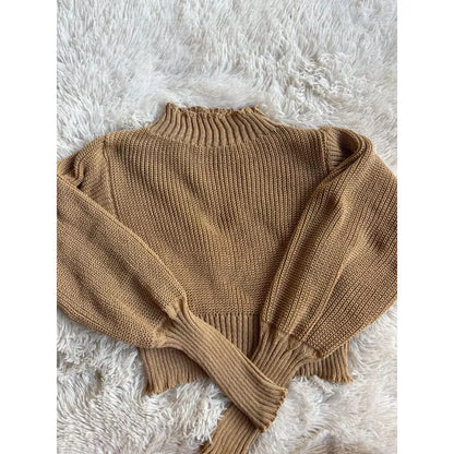 Cropped Manga Bufante Tricô Tricot Blusa de Frio Inverno