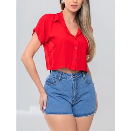 Blusa Camisa Feminina com Botões – Viscose Fresquinha
