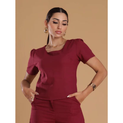 Blusa Feminina Linho Básica com Manga Curta