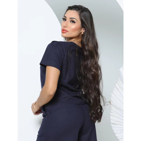 Blusa Feminina Linho Básica com Manga Curta