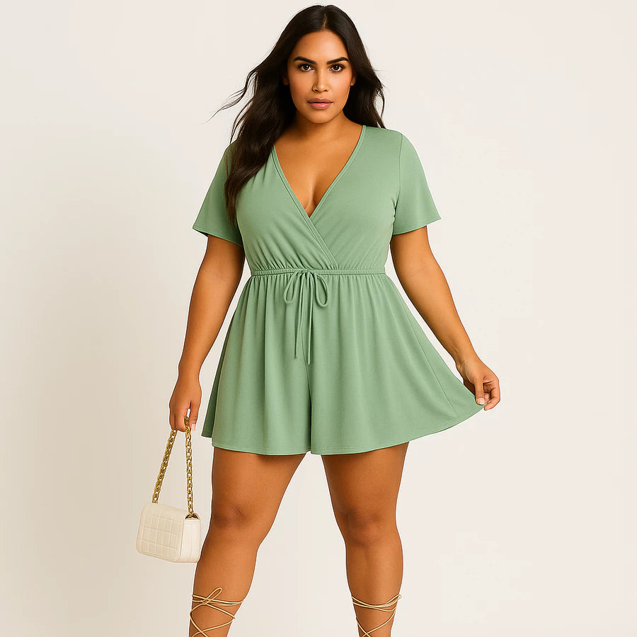 Macaquinho Feminino Estilo Vestido Soltinho Macacão Curto