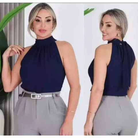 Regata feminino Gola alta com amarração nas costas