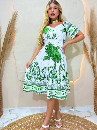 Vestido Curto Feminino Soltinho com Lastex na Cintura em Crepinho