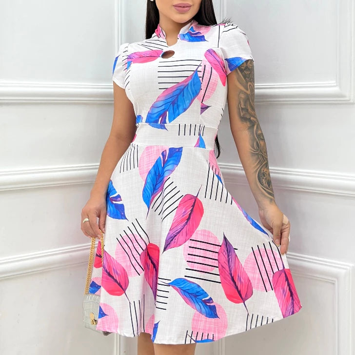 Vestido Feminino Solto Rodadinho com Manga Bufante
