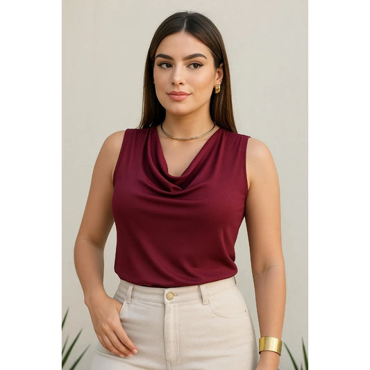 Blusa Feminina Gola Boba Suplex Light Moda Verão Elegante