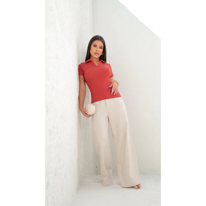 Blusa Polo Feminina Casual – Ribana Algodão Premium Manga Curta