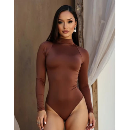 Body Feminino Inverno Gola Alta – Manga Longa em Malha Quentinha
