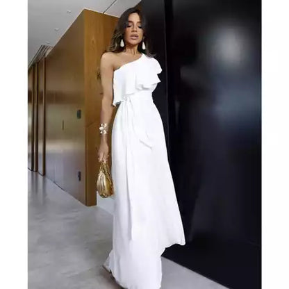 Vestido Longo Feminino Soltinho Nula Manga com Babado