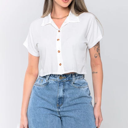 Blusa Camisa Feminina com Botões – Viscose Fresquinha