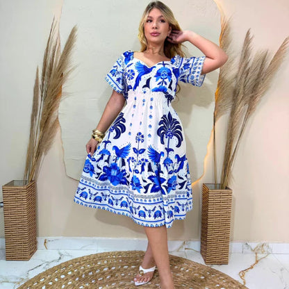 Vestido Curto Feminino Soltinho com Lastex na Cintura em Crepinho