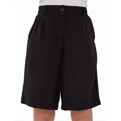 Bermuda Feminina em Linho Rústico com Fechamento Frontal