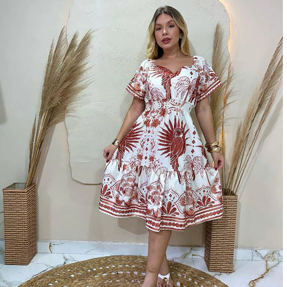 Vestido Curto Feminino Soltinho com Lastex na Cintura em Crepinho