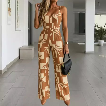 Macacão Longo Feminino Pantalona Estampado