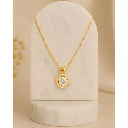 Colar com Pingente Redondo de Zircônia Premium – Banhado a Ouro 18K
