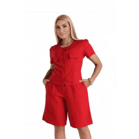 Bermuda Feminina em Linho Rústico com Fechamento Frontal