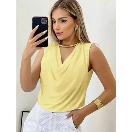 Blusa Feminina Gola Boba Suplex Light Moda Verão Elegante Simples Glamour