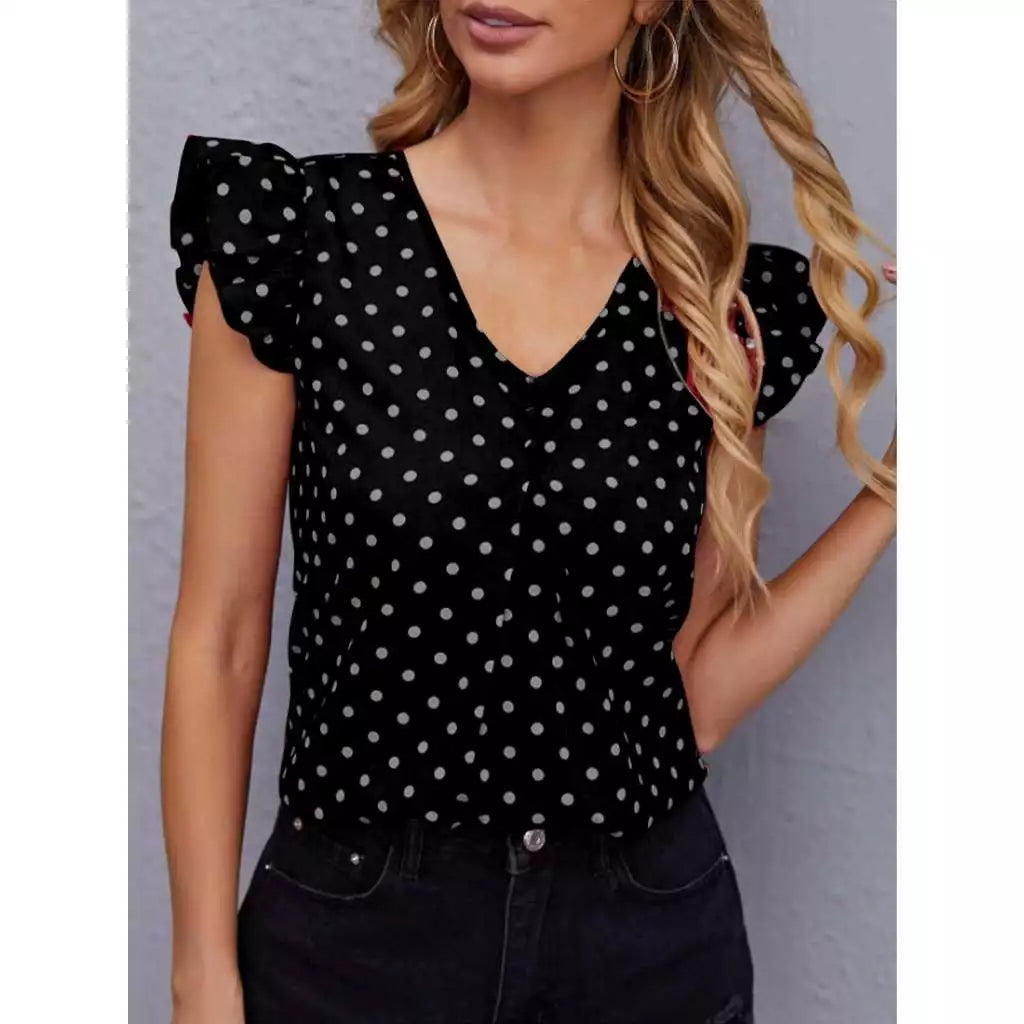 Blusa Poá Feminina Elegante – Babado Plissado