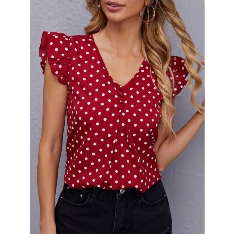Blusa Poá Feminina Elegante – Babado Plissado