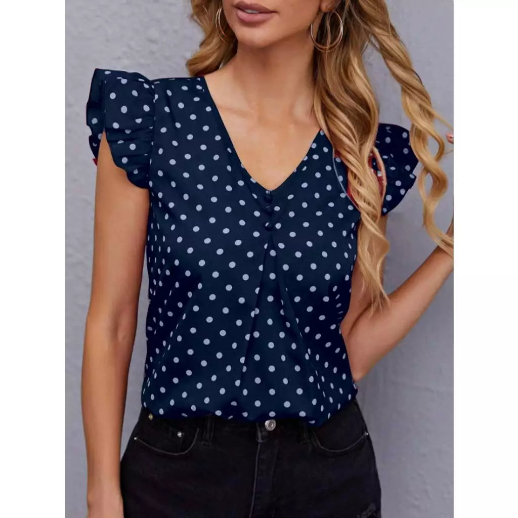 Blusa Poá Feminina Elegante – Babado Plissado