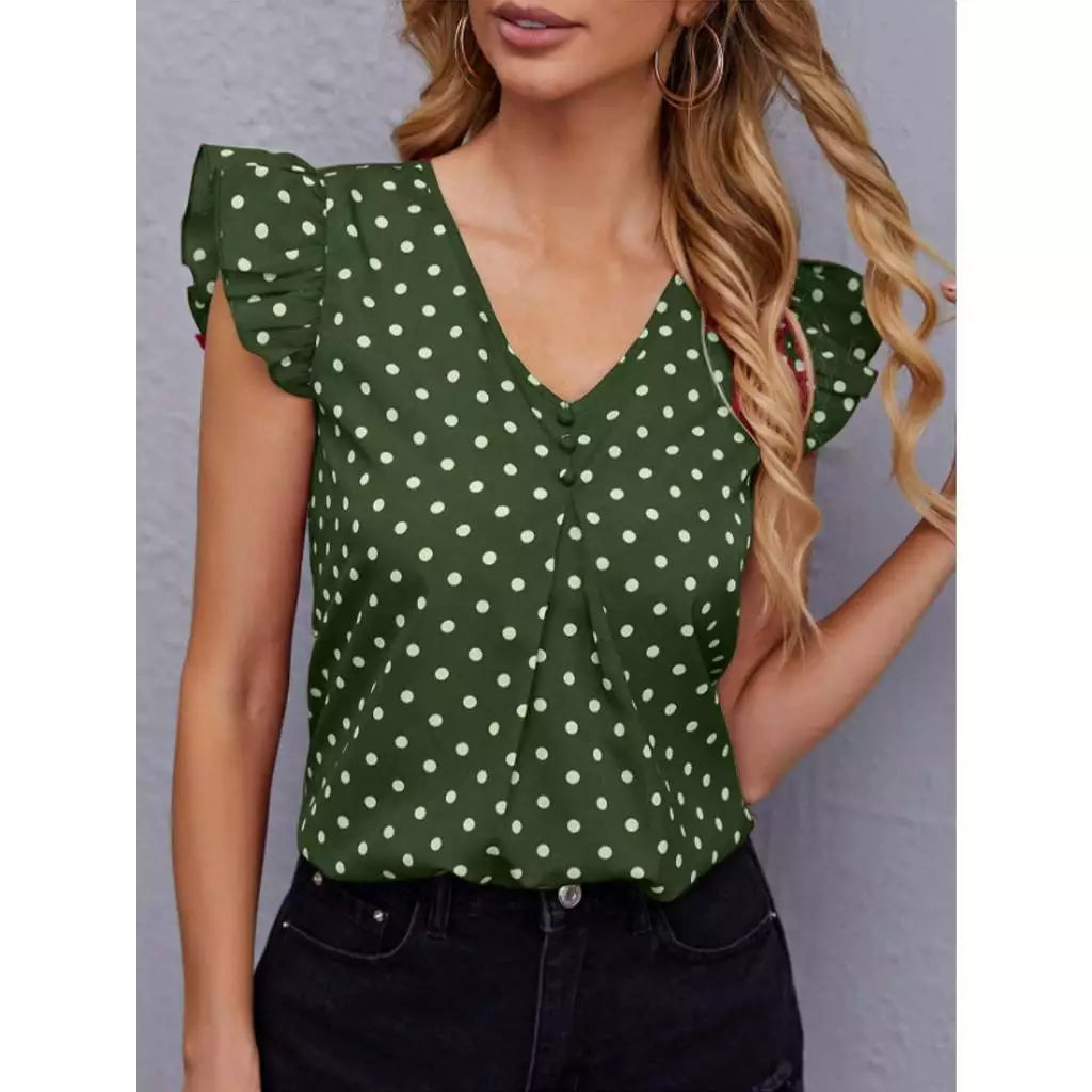Blusa Poá Feminina Elegante – Babado Plissado
