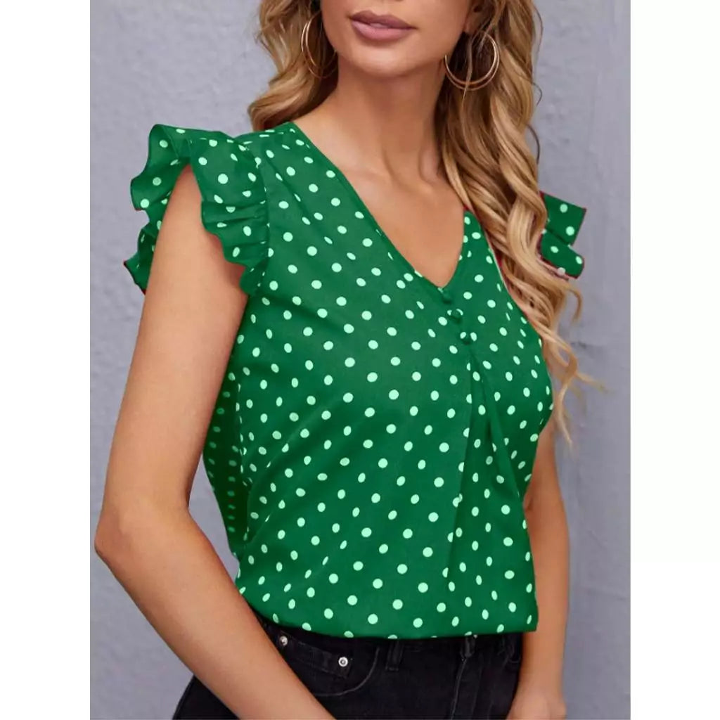 Blusa Poá Feminina Elegante – Babado Plissado