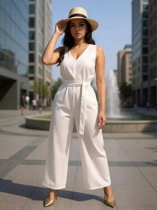 Macacão Longo Feminino com Faixa