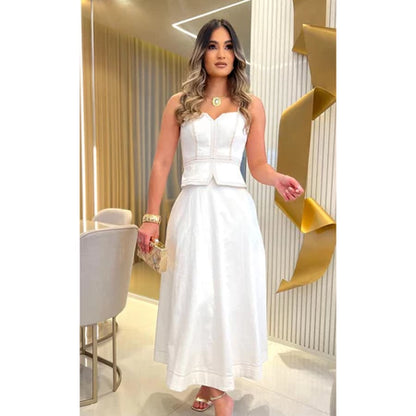 Vestido Midi  em Tecido Sensorial Texturizado Premium