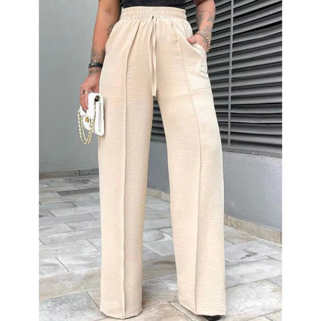 Calça Pantalona Feminina Duna Cintura Alta com Bolso