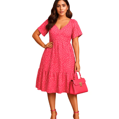 Vestido Curto Feminino Soltinho com Lastex na Cintura em Crepinho